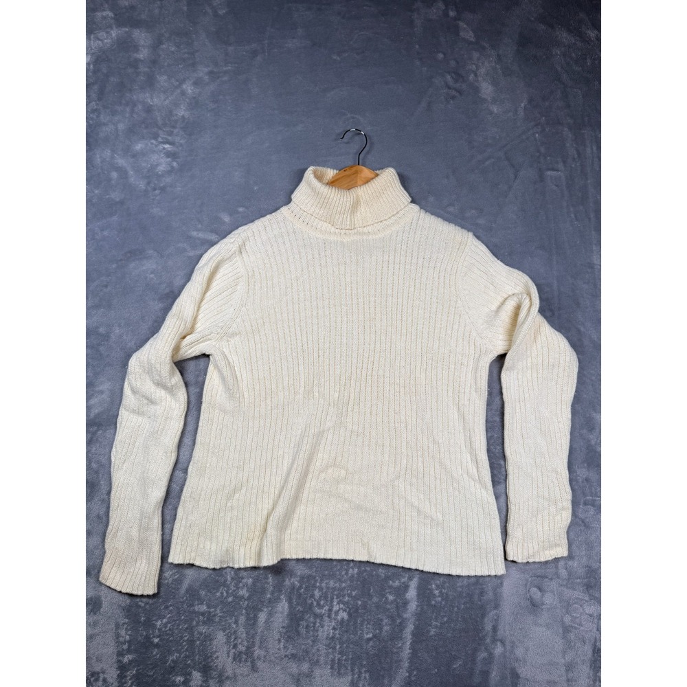Vintage High Sierra Registered Ribbed Sweater Womens Medium Ivory Knitted Ramie